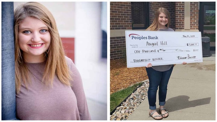 Photo collage of Abigail Hill, Indianola Scholarship winner