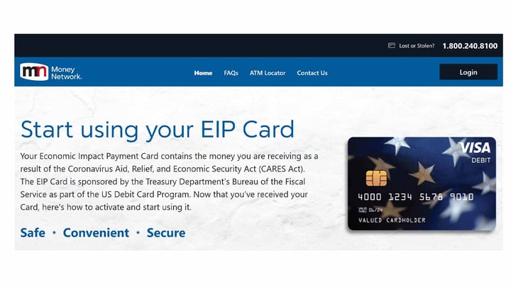 Photo image of debit card website